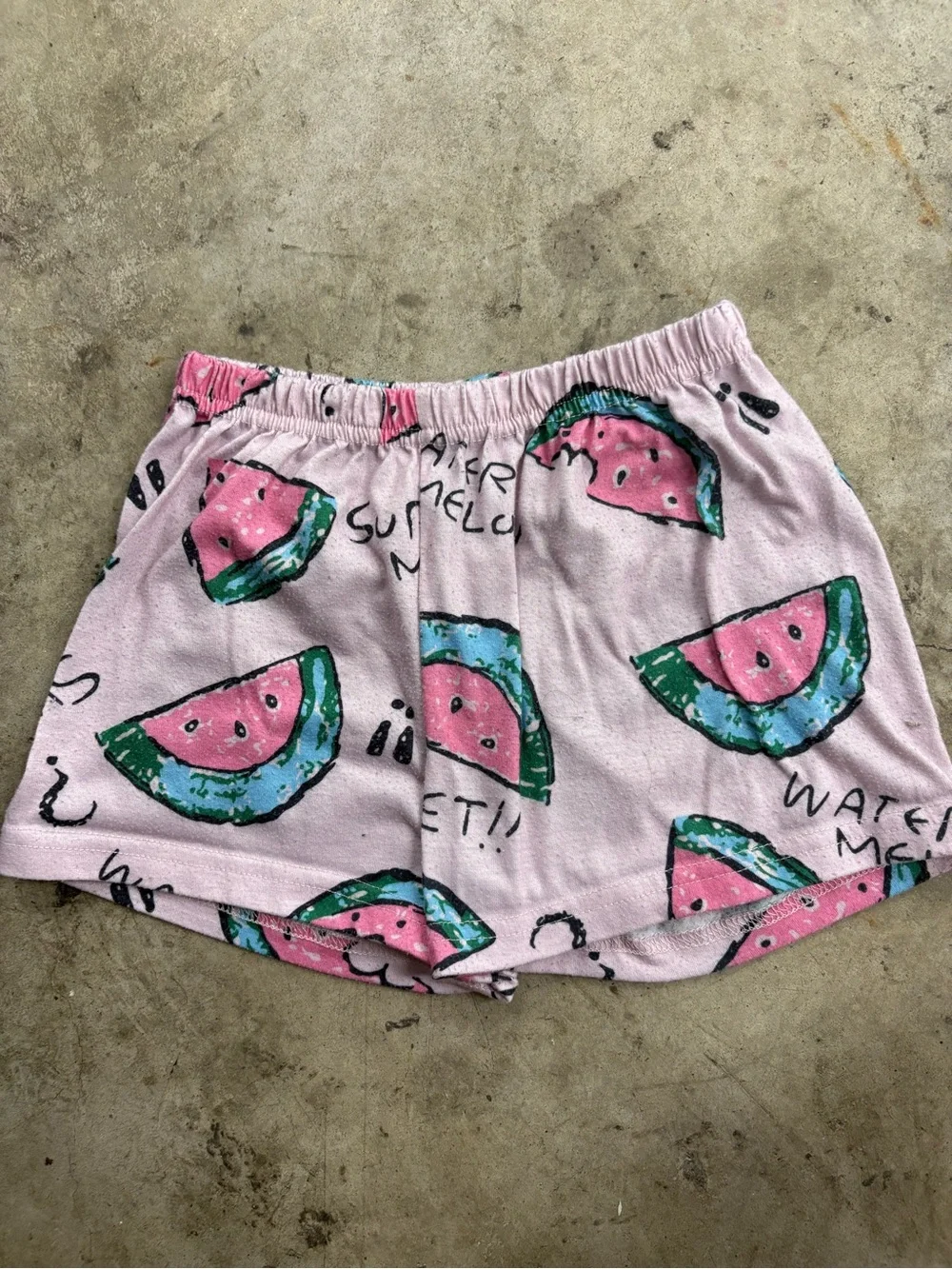 Girls Elastic Waist Graphic Shorts Pink Watermelon Fruit Theme Size 120 (6-7)